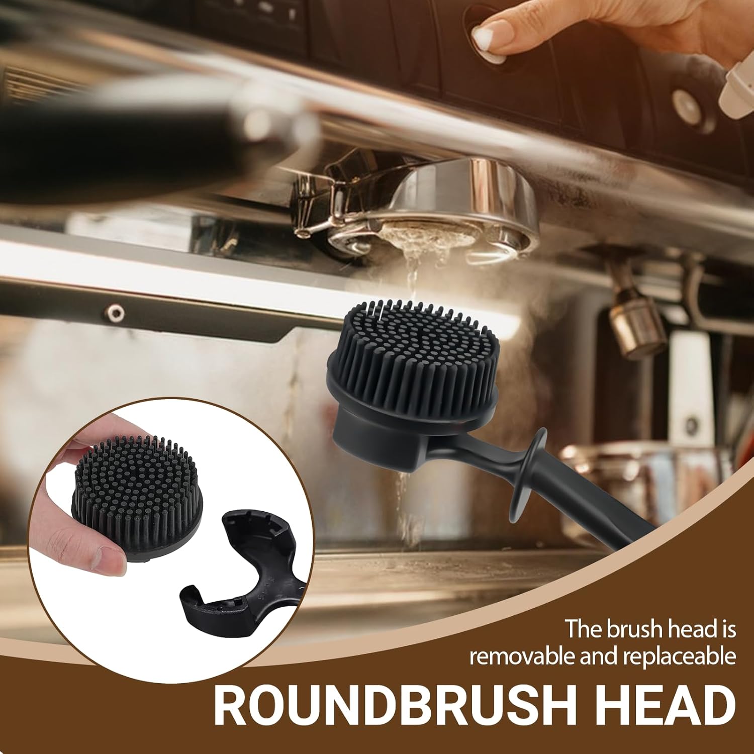 51MM Espresso Machine Cleaning Brush,Silicone Brush for Coffee Machine Group Head, Heat-Resistant and Corrosion-Resistant,360°Cleaning