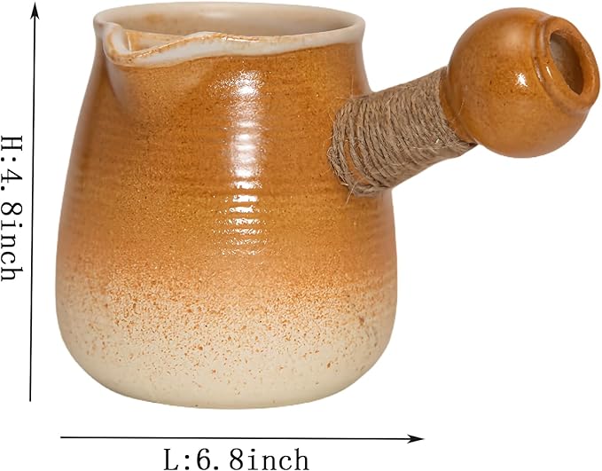 Stove Teapot Kettle， Chinese Ceramic Pottery Teapot For Cooking,The Stove Teapot For Coffee，Charcoal Grill Stove BBQ， Loose Leaf Tea, Milk, And Tea Bag(600ML）