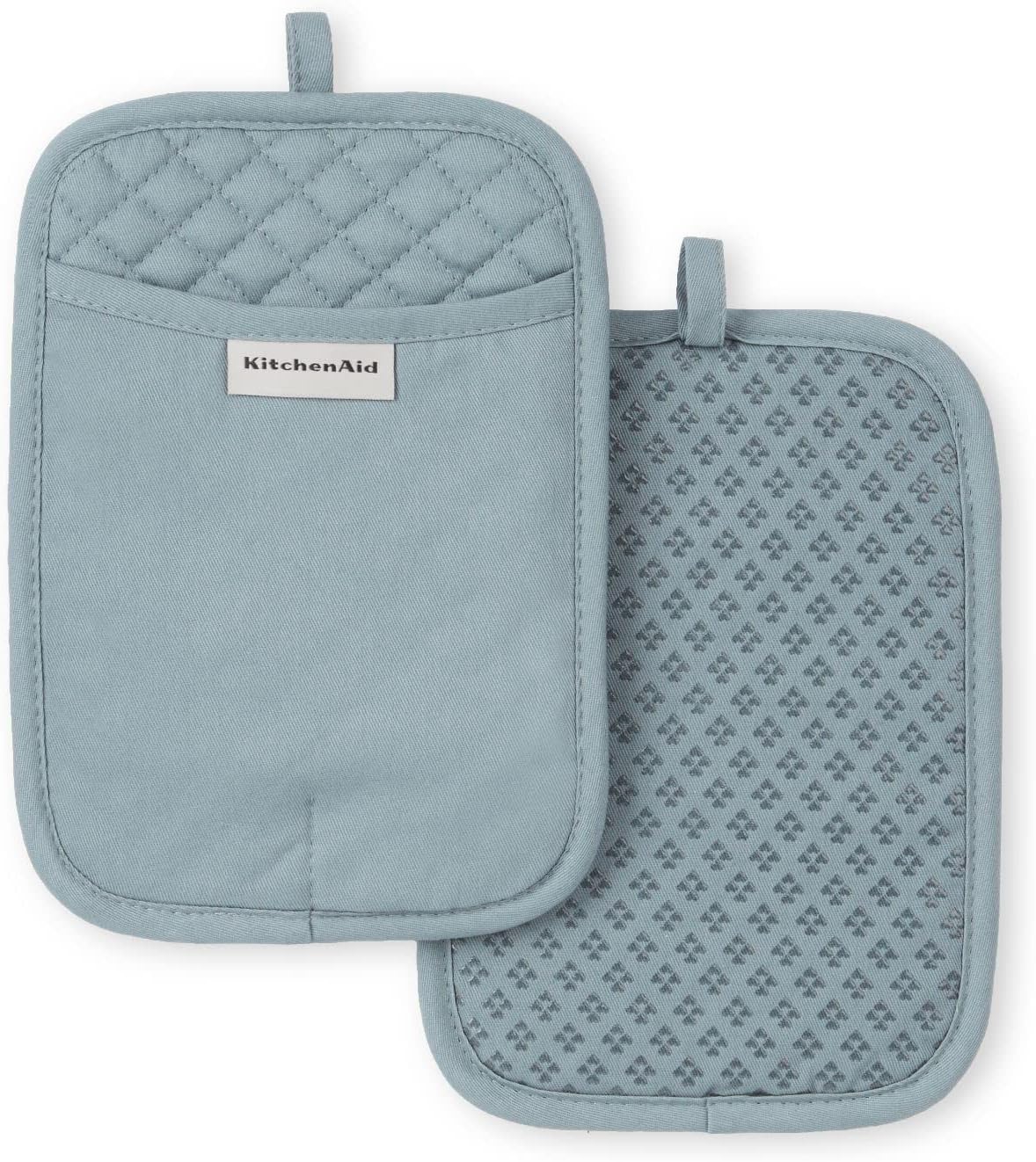 KitchenAid Asteroid Pot Holder 2-Pack Set, Fog Blue, 7