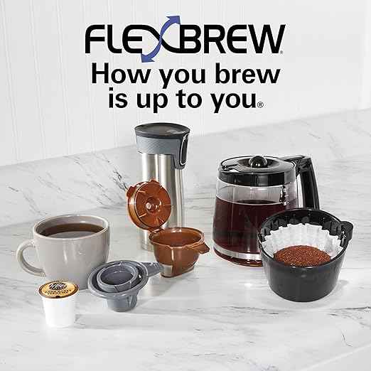 Hamilton Beach FlexBrew Trio 2-Way Coffee Maker, Compatible with K-Cup Pods or Grounds, Combo, Single Serve & Full 12c Pot, Black