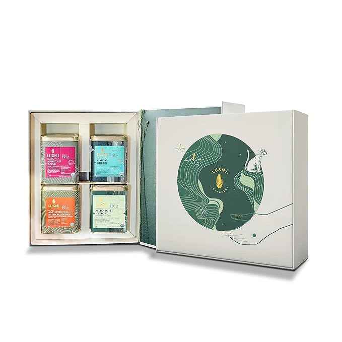 Luxmi Estates - Tea Set - Energy and Balance - 4 Packs with Organic Green, Jasmine, Ashwagandha and Hibiscus Rose Tea