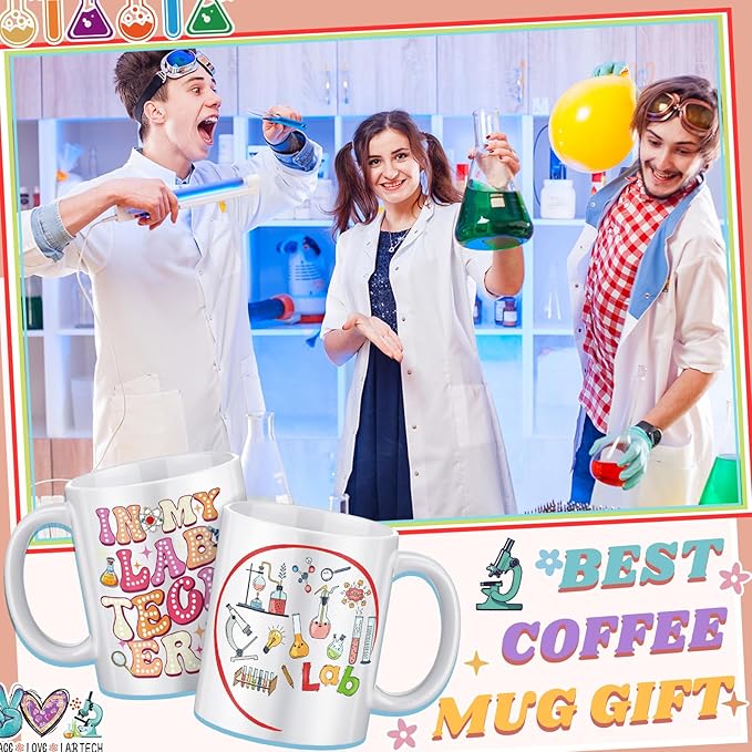 12 Pcs Lab Week 2026 Gifts Mugs, Lab Tech Medical Laboratory Scientist Gifts Bulk for Workers 11oz Ceramic Mugs Cup for Laboratory Science Scientist Nurse Doctor