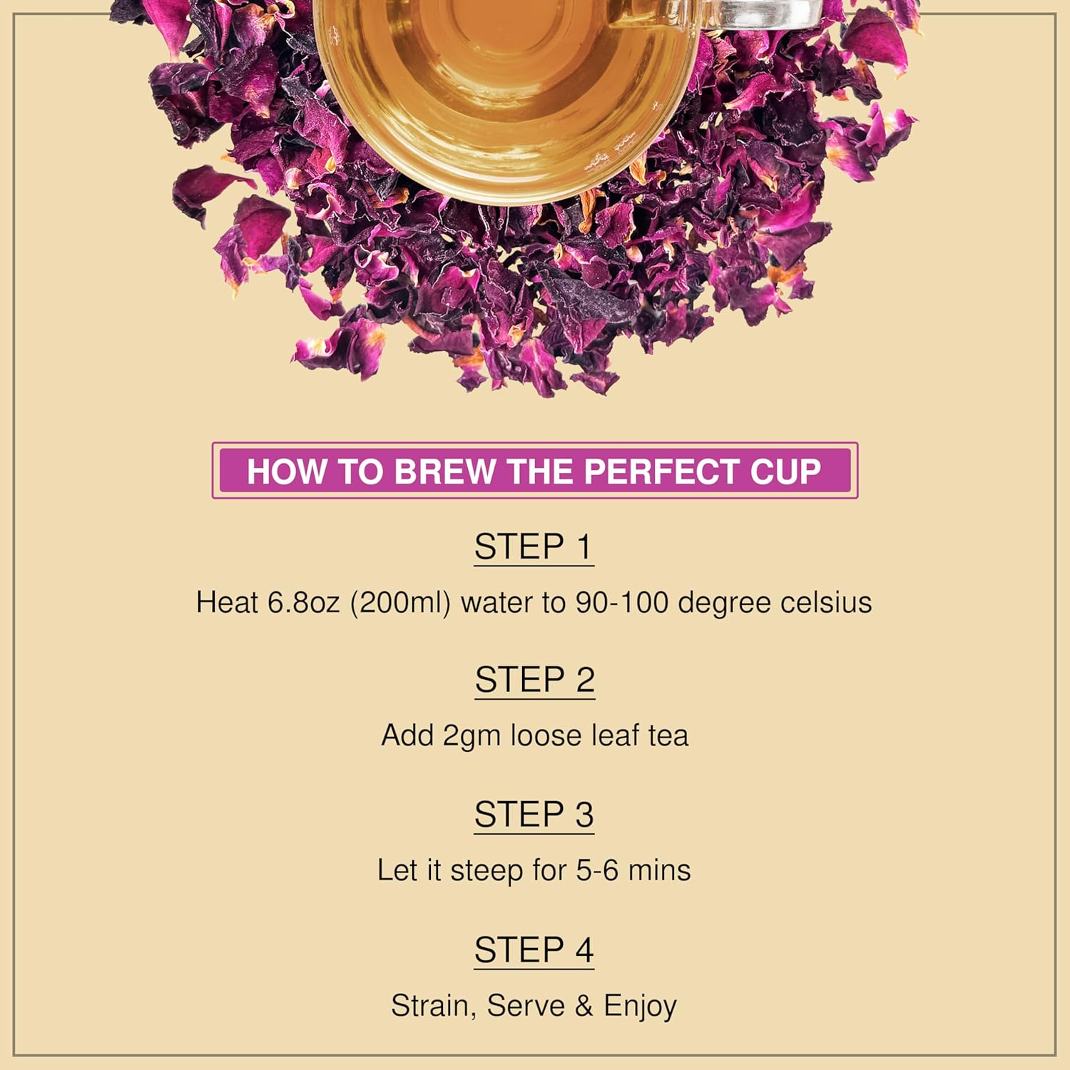BREWIX, Pure Dried Rose Petals Loose Tea (25+ Cups,1.76oz/50g) Edible Flowers for Cocktails,Garnishing & Drinks, Tea,Baking,Desserts,Bread,Cake,Bath,DIY Skincare Edible Rose Petals in Resealable Bag