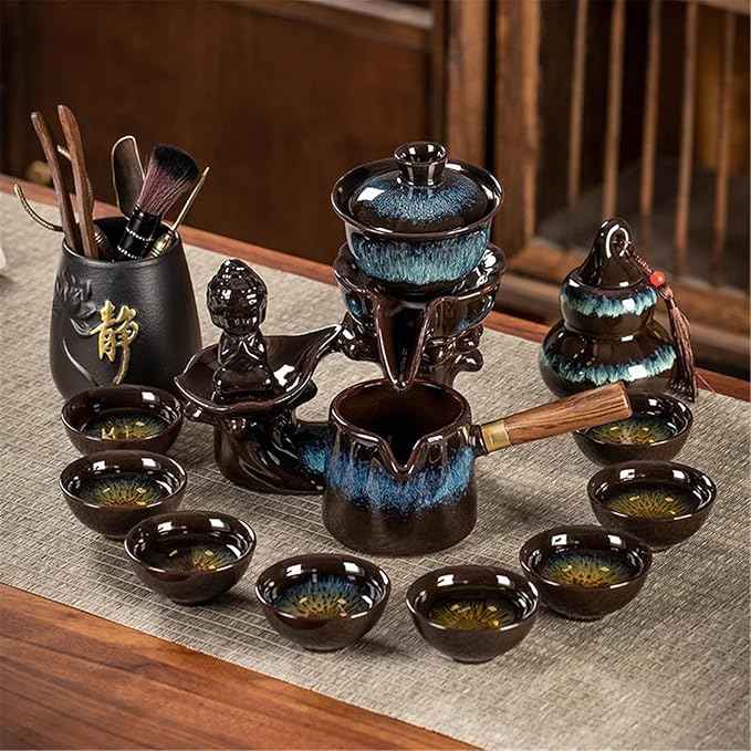 Ceramic Ge Kiln Automatic Tea Set, Easy Brewing Teapot and Cups-suit30