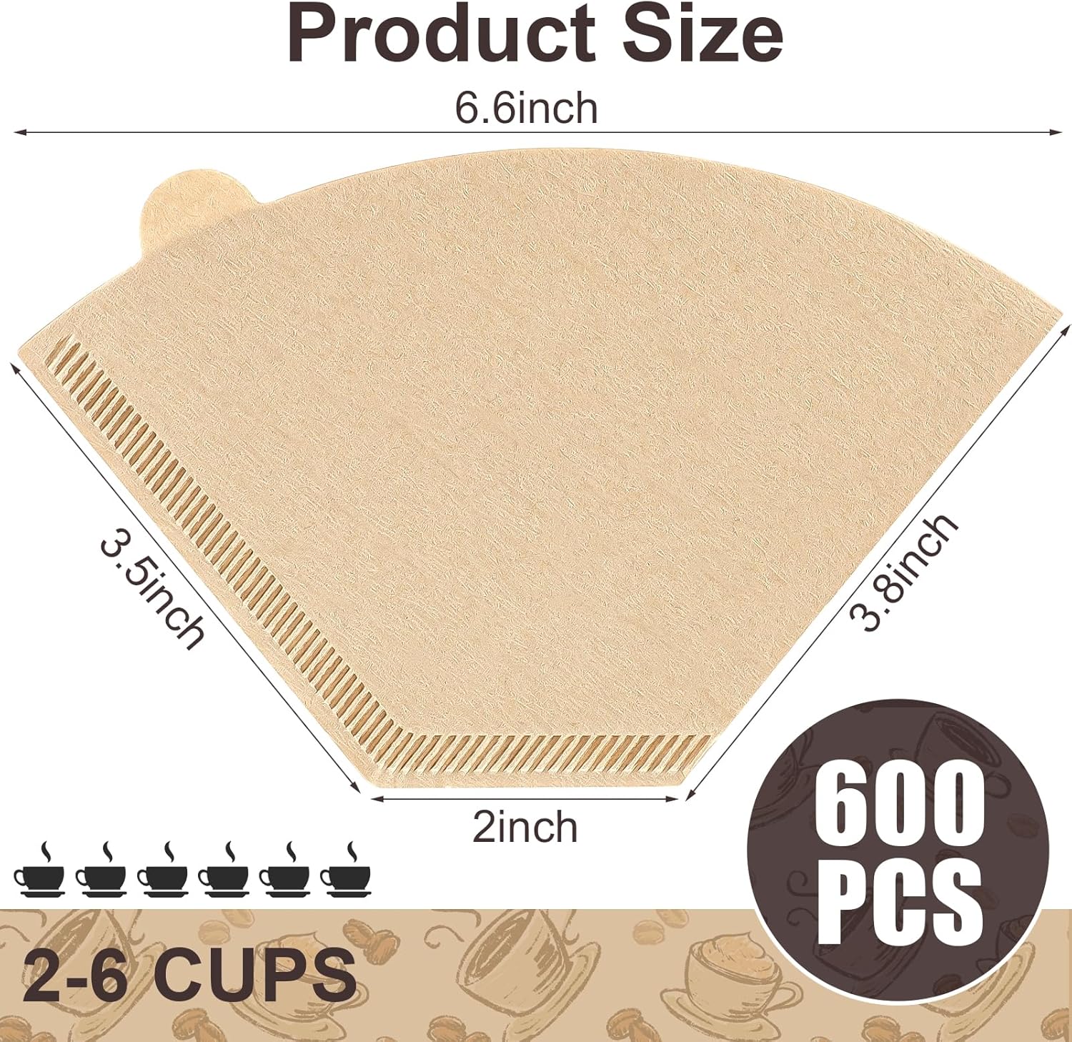 600 Count Coffee Filter #2, 2 Cone Coffee Filters, Unbleached Natural Coffee Filters Paper Compatible with Drip and Pour Over Coffee Maker(2-6 Cup) - Blissbrew