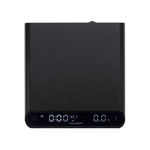 Normcore Pocket Coffee Scale V3, Pour Over Drip Espresso Scale, Barista Scale with Timer, Anodized Aluminum Body with Back-Lit LCD Display, Black
