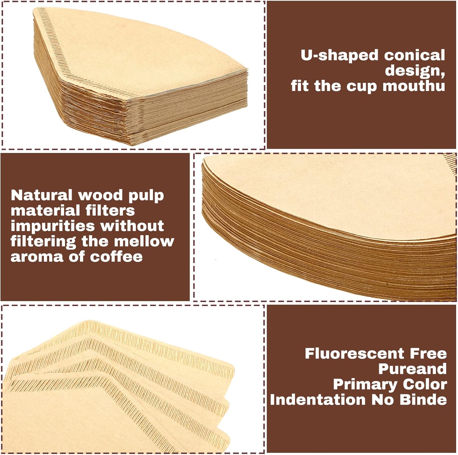 Teling 1200 Count Coffee Filter #2,cone Filters Bulk Disposable Natural Paper 2-4 Cup,natural Paper Unbleached Coffee Accessories for Pour over and Drip Maker