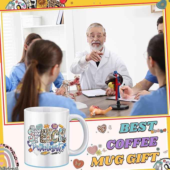12 Pcs National Speech-language Pathologist Day Thank You Gifts 11oz Ceramic Mugs Cup Bulk Coffee Mugs for Tea Milk Latte Hot Chocolate Pathologist Happy SLP Day Party Supplies