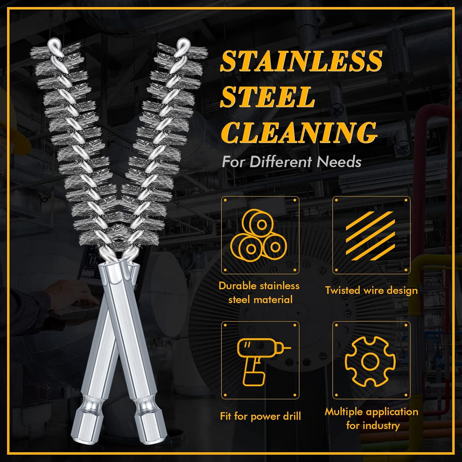 24 Pieces Bore Brush for Drill Wire Bore Brush Set Wire Cleaning Set Stainless Steel Cleaning for Power Drill Impact Driver (Stainless Steel)