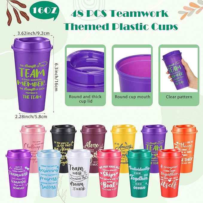 Skylety 48 Set/ 192 Pcs Team Appreciation Gifts Bulk Team Thank You Gift Set 16 oz Coffee Cups Thank You Mini Spiral Notebooks Pens Keychains for Staff Teacher(Classic Color)