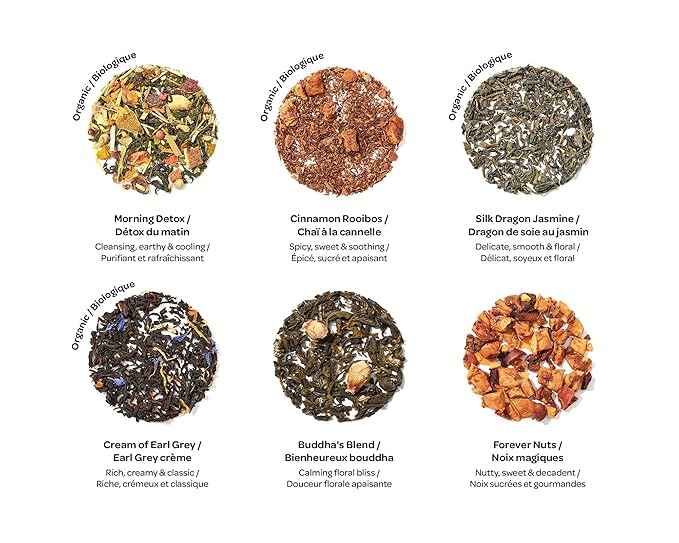 DAVIDsTEA 36-Sachet Top Teas Sachet Tea Wheel – Bestselling Tea Sampler Gift Set | 6 Loose-Leaf Flavours: Morning Detox, Cream of Earl Grey, Cinnamon Rooibos, Buddha’s Blend, Silk Dragon Jasmine & Forever Nuts