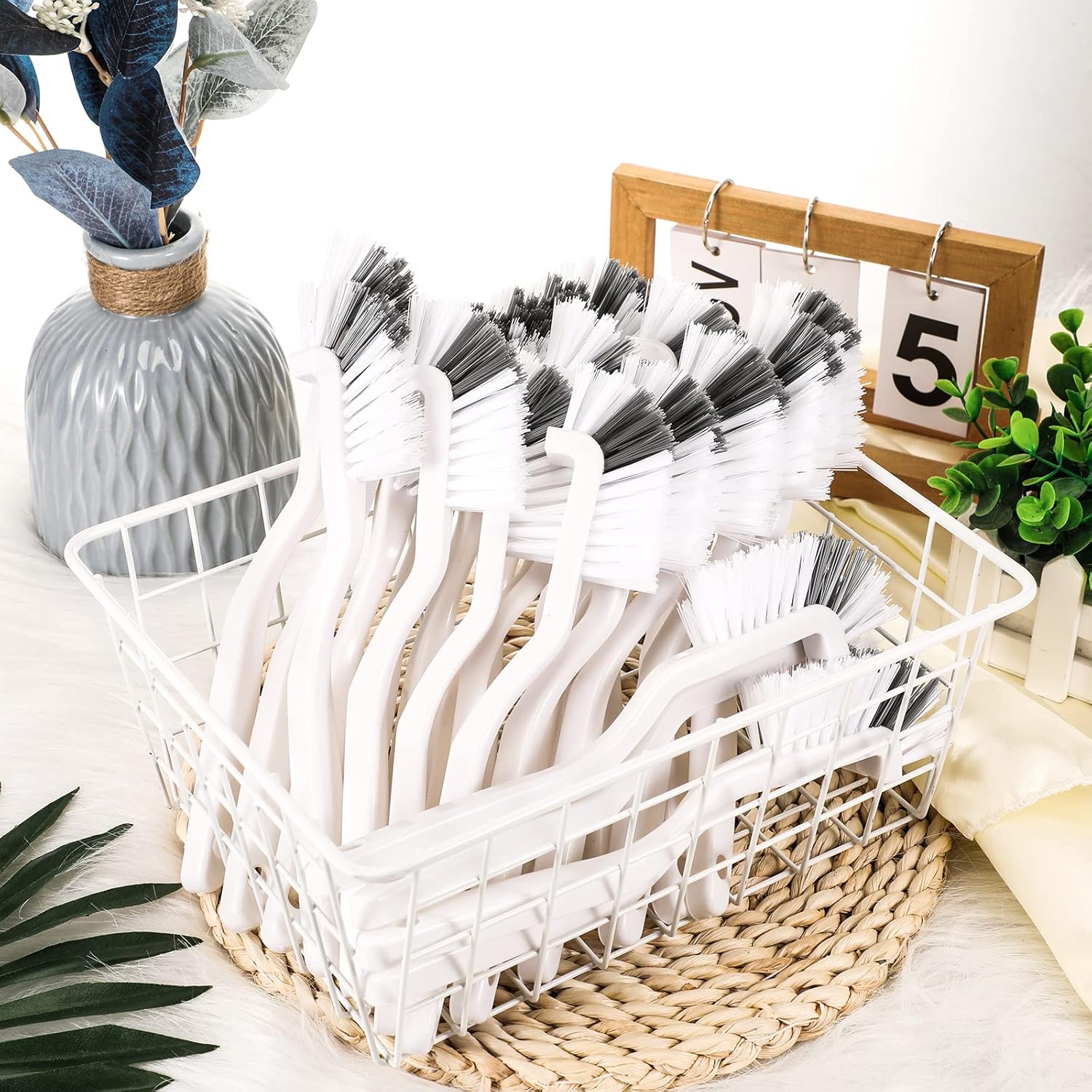 Yinkin 24 Pcs Kitchen Scrub Brush Bulk Sink Bathroom Edge Corner Cleaning Brush Right Angle Mini for Grout Household Dishwasher Tile Lines Window Track Deep Cleaning with Stiff Bristles