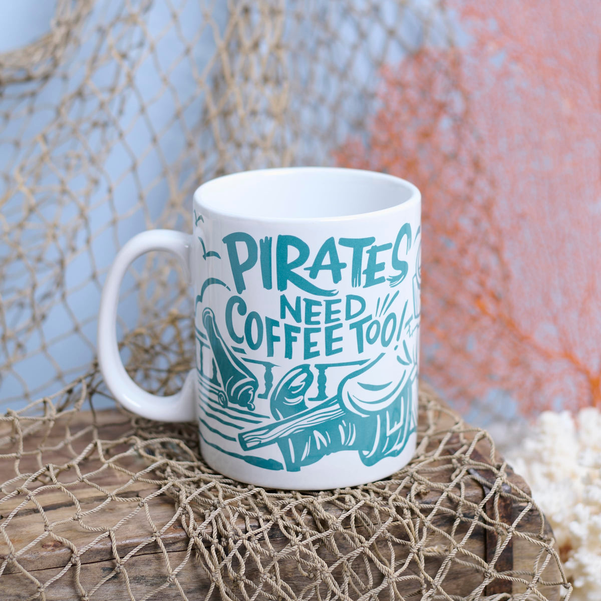 Dishwasher safe stoneware pirate mug