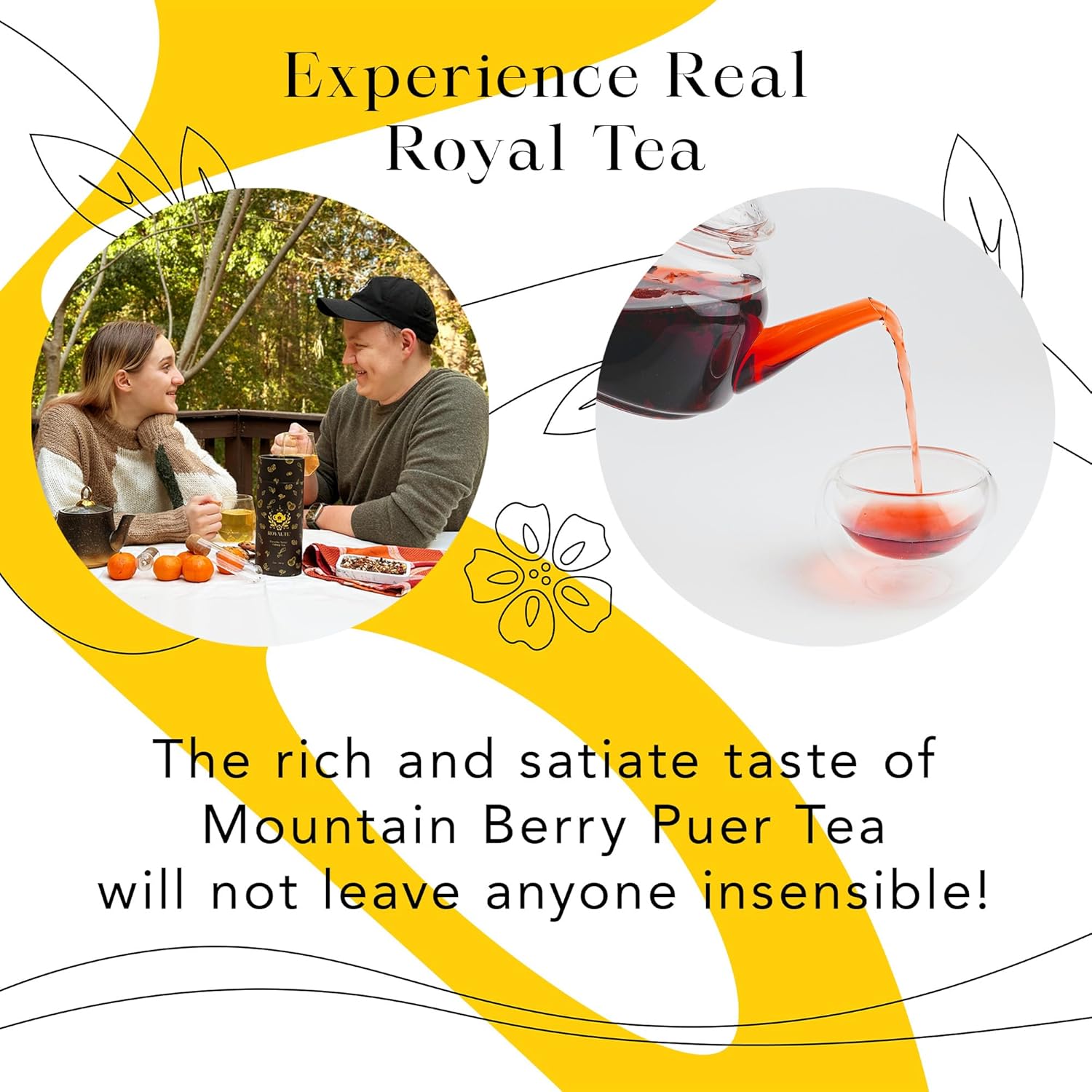 MyRoyalte Mountain Berry Puerh Tea Organic - Hibiscus Tea Loose Leaf Tea With Blueberries Grapes Mullberries - Pu'er tea Rosehip Tea - Organic Herbal Tea Chinese Tea Gift Idea for Tea Lovers - 3 oz