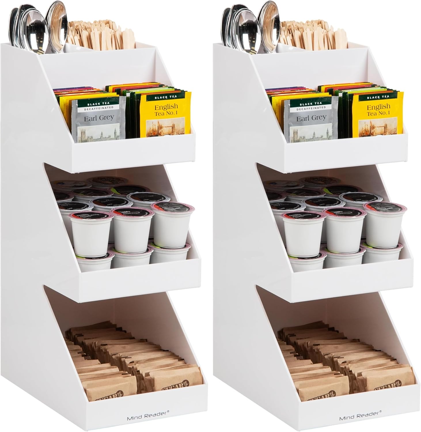 Mind Reader Coffee Tea Utensil and Condiment Station, Countertop Organizer, Coffee Bar, Kitchen, 6