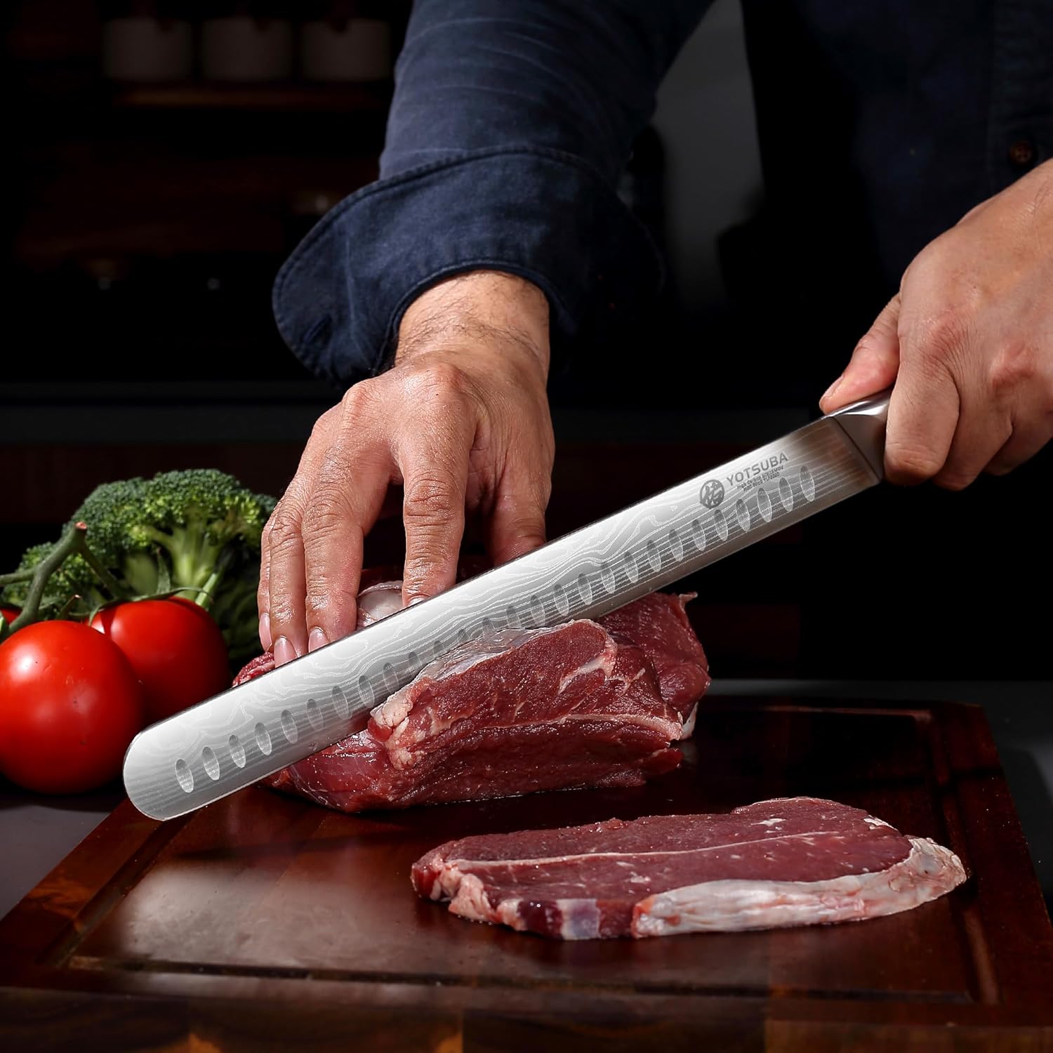 YOTSUBA Carving Knife, 12 inch Brisket Knives, High Carbon Steel Slicing Knives with Ergonomic Handle, Meat Cutting and BBQ Knife, Razor Sharp Carving Knives for Meat with Gift Box