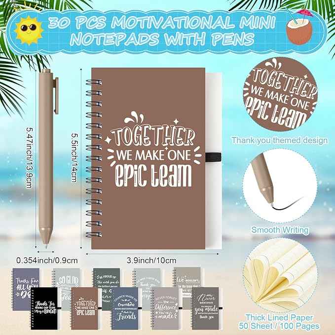 Shellwei 90 Pcs Employee Appreciation Gifts Bulk 24 oz Thank You Tumbler with Lid and Straw Mini Spiral Notebooks and Pens Appreciation Gifts for Team Employee Coworkers Teacher (Bright)