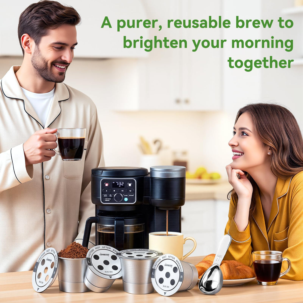 Four-count reusable coffee pod set