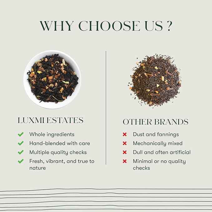Luxmi Estates - Orange Spice - Black Darjeeling Tea - Loose Leaf - 100g (50 cups) | Special Edition Autumn Tea | Smooth, Flavorful, Robust and Caffeinated