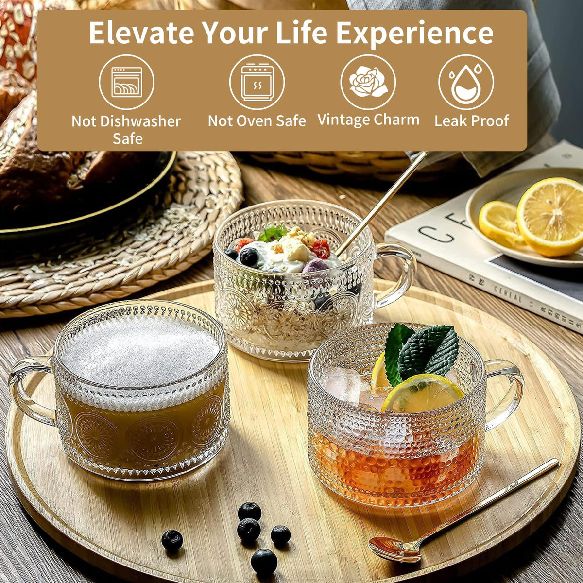 Bamboo lid and spoon that come with each glass mug