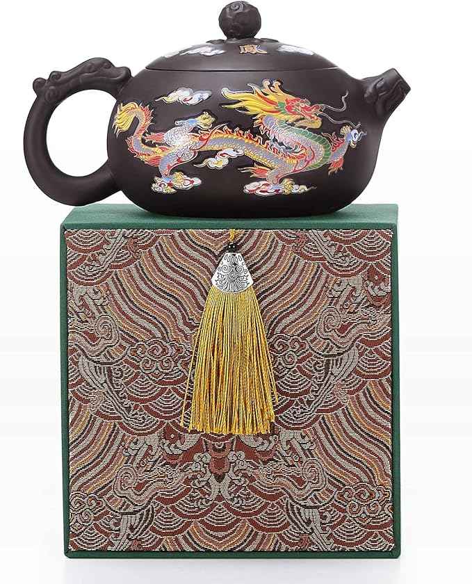Handmade Color-Changing Yixing Clay Teapot - 18oz Large Purple Clay Chinese Enchanted Tea Kettle, Kung Fu Tea Set with Luxury Gift Box for Tea Lovers