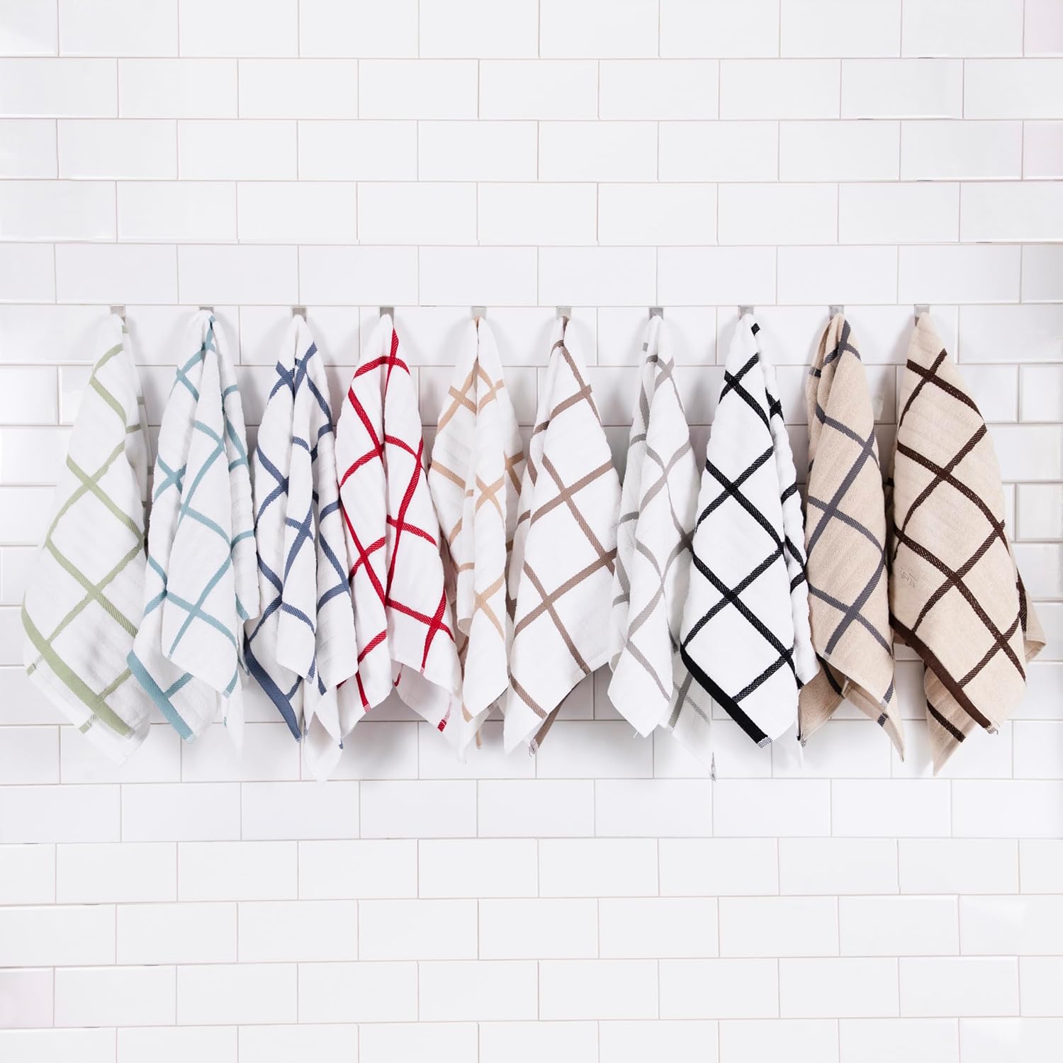 All-Clad Checked Kitchen Towel: Highly Absorbent, Super Soft Long Lasting - 100% Cotton, 17"x30" Tea Towel for Cleaning & Drying Dishes, Pans, Glassware, or Countertops, (1-Pack), Fennel