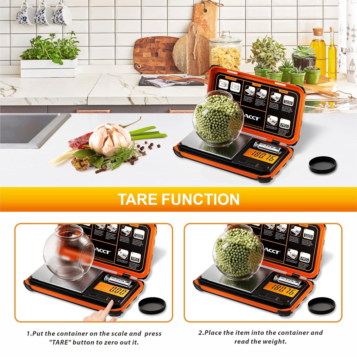 Precision Pocket Scale, 200gx0.01g Jewelry gram Scale, Digital Food Scale with LCD Display, one-Click Conversion 6 Units, mini Scale for Kitchen/Powder/Coffee/Coins(Battery Included)