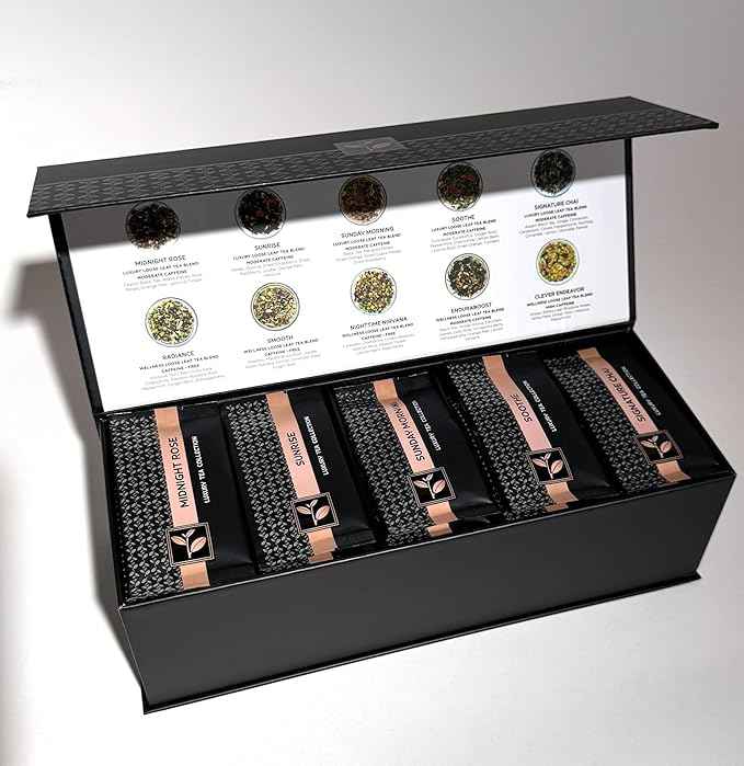 Pure And Easy Tea, Premium Loose Leaf Tea Sampler Set, 30-Count Variety Pack of Herbal and Caffeinated Blends, Luxury and Wellness Teas in a Designer Gift Box (150g)