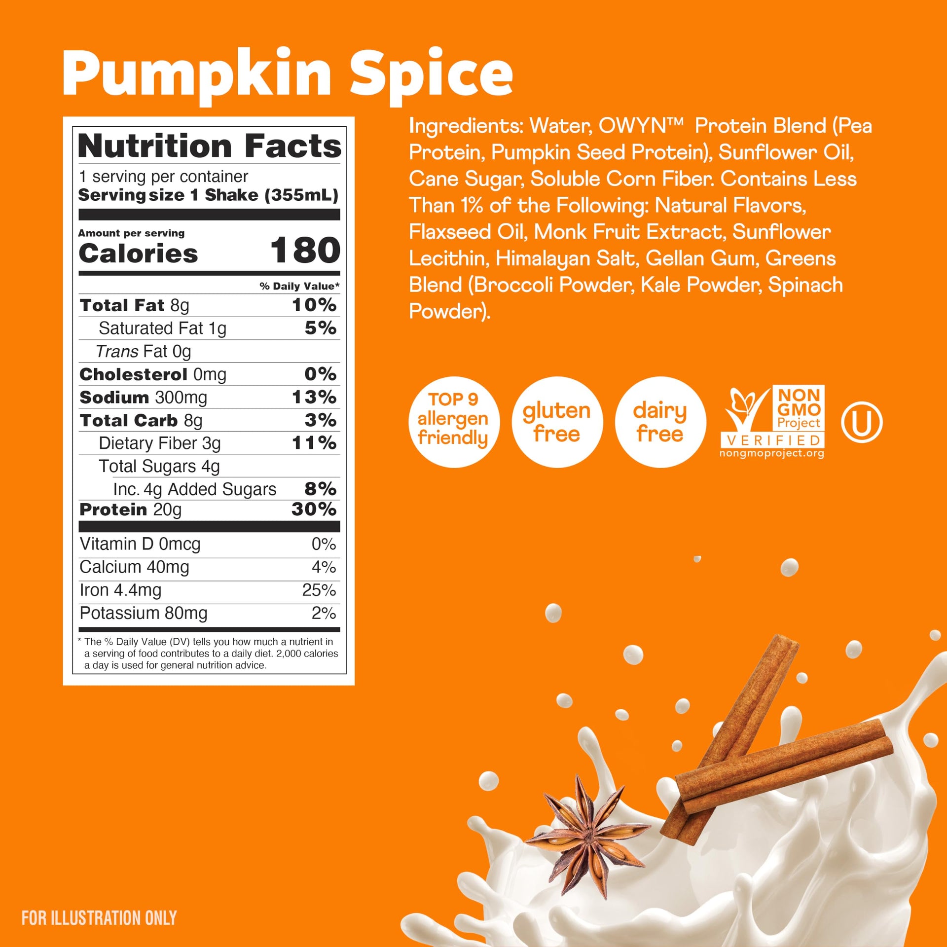 Pumpkin Spice Flavored 20g Protein Shake (144 Fl Oz)