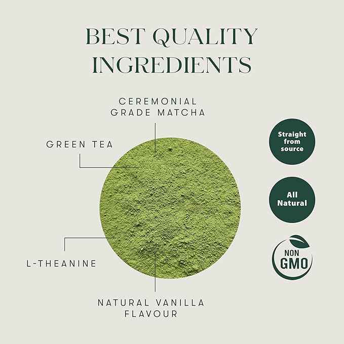 Luxmi Estates Vanilla Matcha with Priobiotics (50 g) Organic Matcha Tea, Rich in Antioxidants, Tea for Relaxing