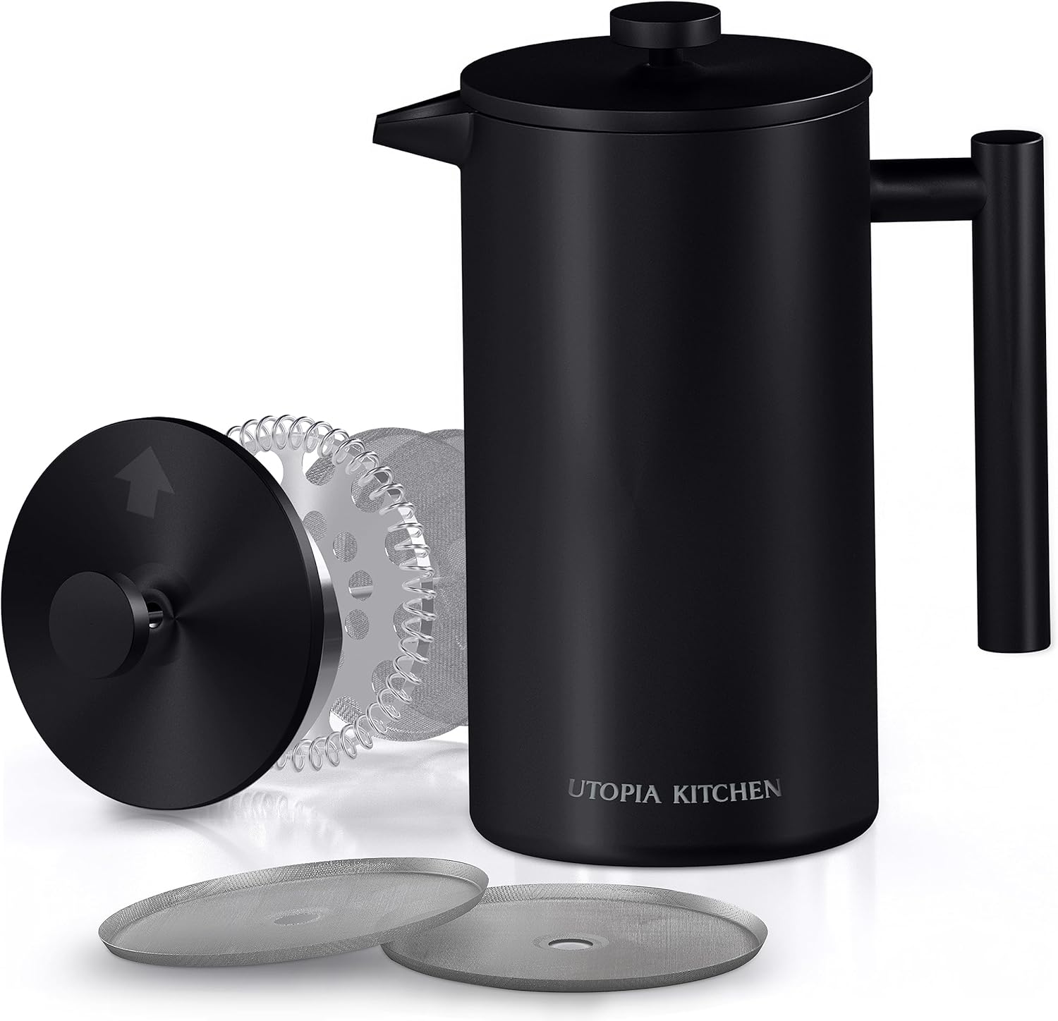 Utopia Kitchen Stainless Steel French Press Coffee Maker 50 Oz, French Press Tea Maker, Cold Brew Portable Travel Coffee Presses, Tea Press Gifts Black - Blissbrew