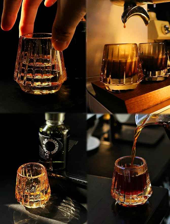 Cocinare KissCup Crystal Espresso Cup – 1.5oz Demitasse Cup for Espresso, Pour-over coffee & Tea, Amber Glow, Crystal Collection
