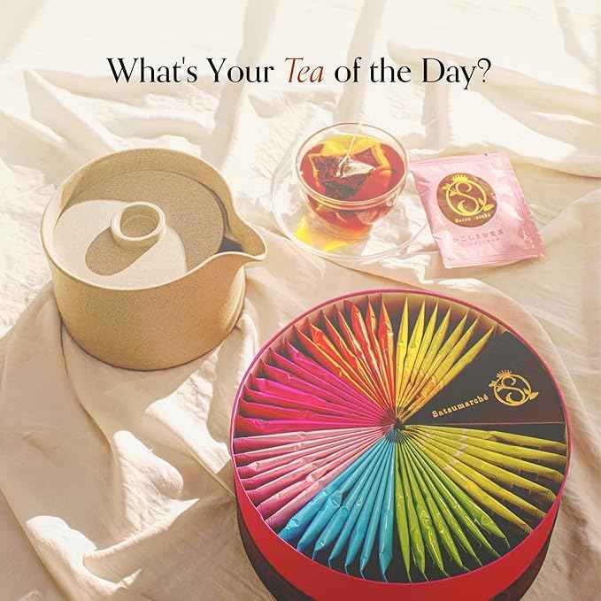 Bokksu Japanese Tea Gift Set - 49-Piece (7 Flavors) Authentic Kagoshima Seicha Tea Variety Pack Sampler Box, Expertly Curated Collection in Elegant, Colorful Packaging