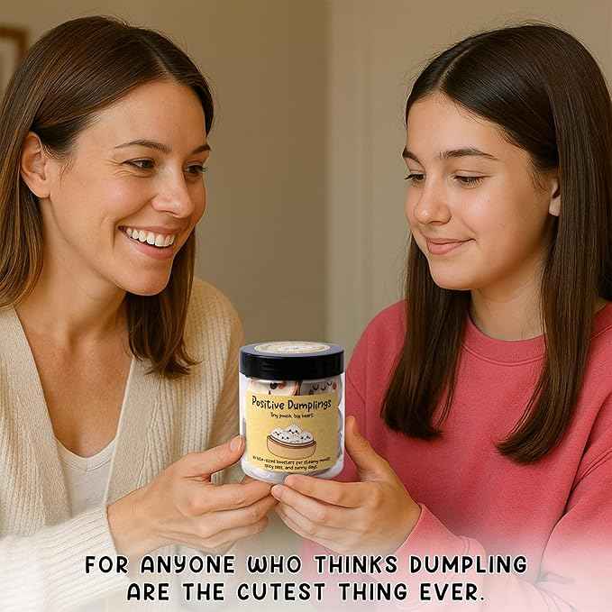Positive Dumpling Jar – Emotional Support Dumplings, Cute Self Care & Comfort Jar with 60 Uplifting Notes, Funny Christmas Gifts for Teen Girls, Women, Tweens, Birthday Gifts for Teen Girls, Women, Tweens