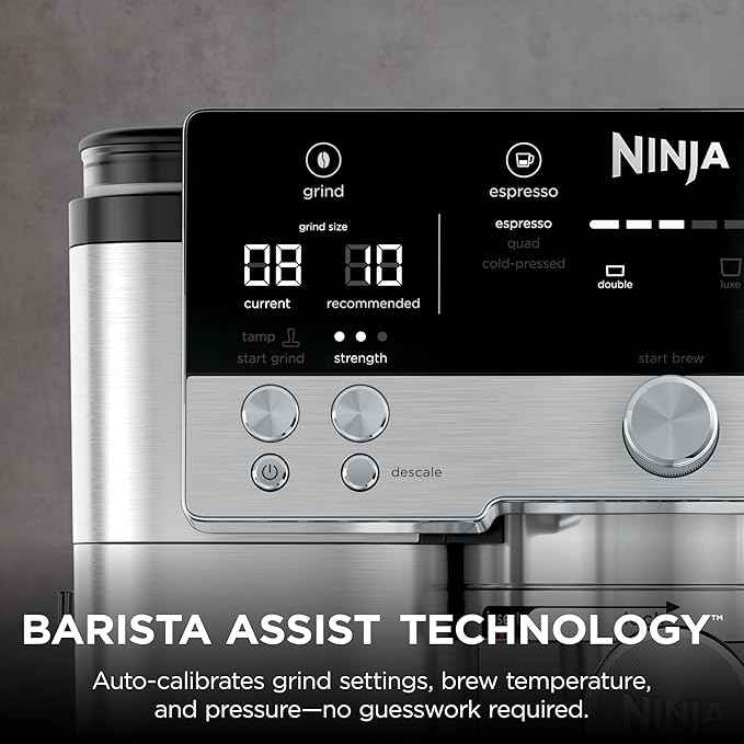 Ninja Luxe Café 3-in-1 Espresso, Drip Coffee and Cold Brew Machine | Integrated Coffee Grinder, Milk Frother, Assisted Tamper & Built-In Espresso Accessory Storage | Stainless Steel | ES601