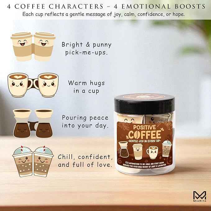 Emotional Support Coffee Jar – Funny Coffee Gifts for Women & Men, Affirmation Jar, Cute Christmas Gifts for Girlfriend, Boyfriend, Wife, Husband, Mom, Dad, Friends or Coworker