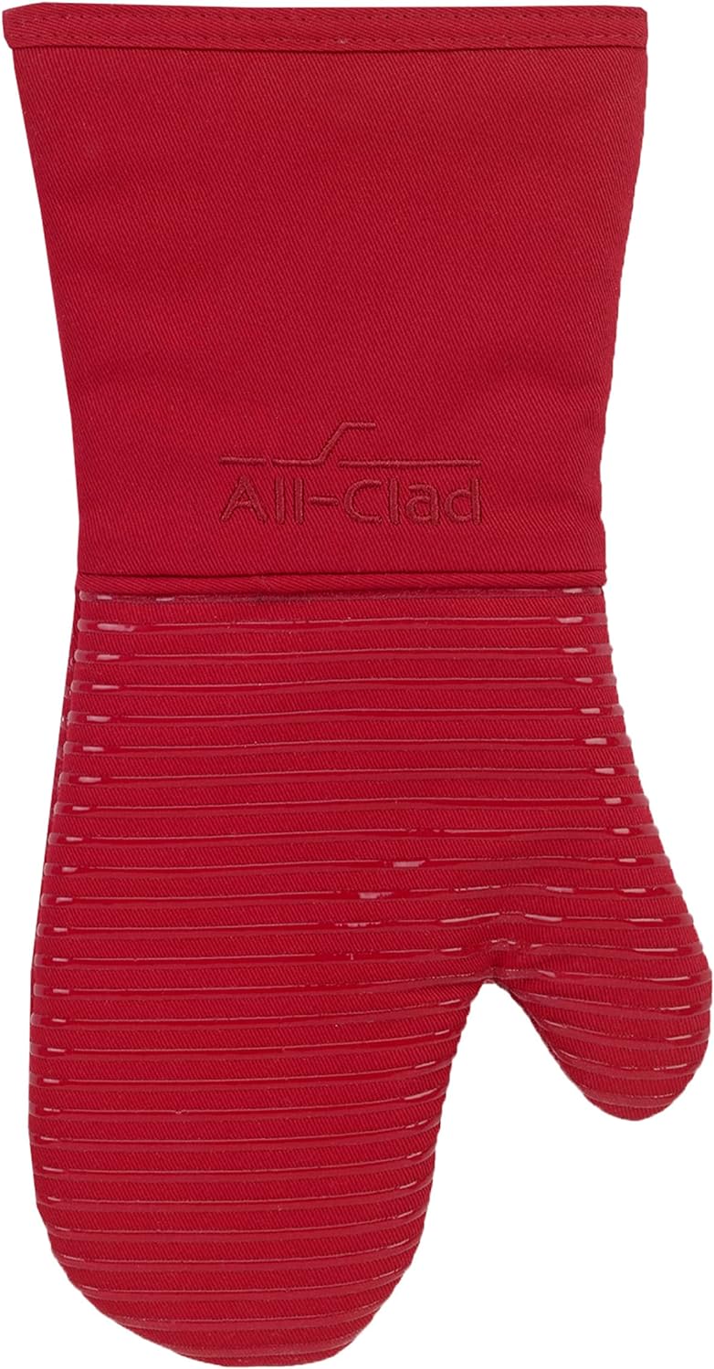 All Clad Silicone Oven Mitt: Heat Resistant up to 500 Degrees - 100% Cotton & Silicone, 14