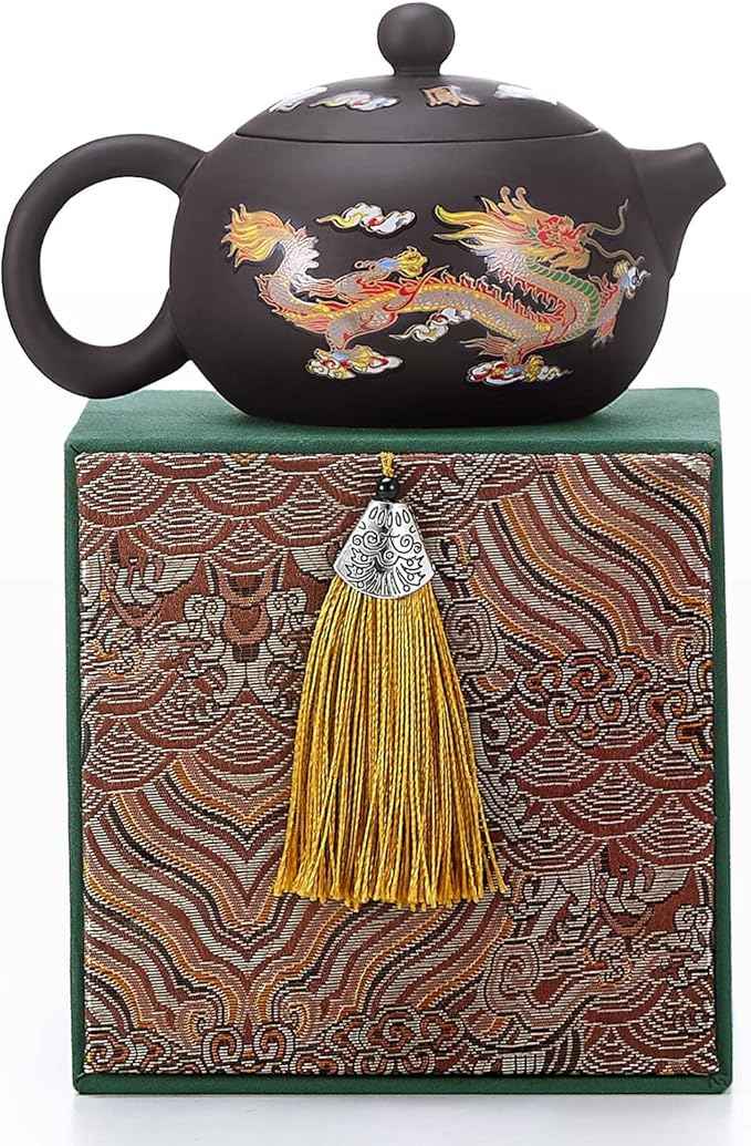 Handmade Color-Changing Yixing Clay Teapot - 8.5oz Large Purple Clay Chinese Enchanted Tea Kettle, Kung Fu Tea Set with Luxury Gift Box for Tea Lovers