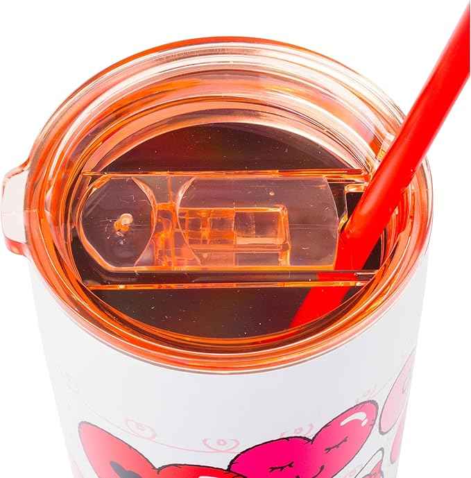 Silver Buffalo Hello Kitty Heart Balloons Double Walled Stainless Steel Tumbler with Straw, 22 Ounces (Pack of 12)