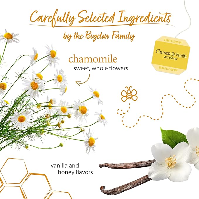 Bigelow Tea Chamomile Vanilla with Honey Herbal Tea, Caffeine Free Tea with Chamomile Vanilla, 20 Count Box (Pack of 6), 120 Total Tea Bags