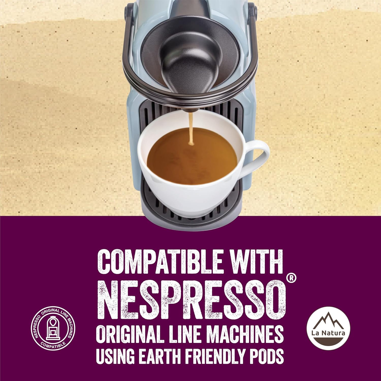 La Natura Lifestyle Beauty Coffee Pods - Lungo Roast European-Style with Biotin, Zinc & Selenium for Hair, Skin & Nails Health - Compostable Nespresso Original Line Compatible Capsules - Pack of 60 - Blissbrew