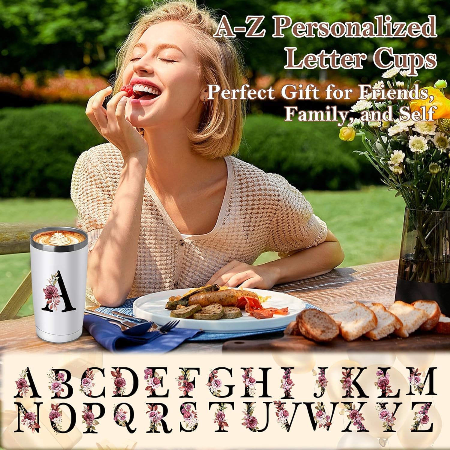 20 Oz Insulated Coffee Cup with Lid Car Tumbler Travel Mug Women Wife Girl Birthday Wedding Anniversary Her Unique Gift Over 15 16 18 19 20 21 25 30 40 50 55 60 65 70 Year Old Meaningful Custom Gifts