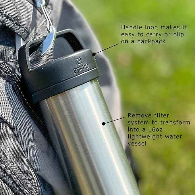 ESPRO P0 Ultralight French Press Coffee Maker for Travel, Vacuum Insulated Stainless Steel, 16 Ounces, Brushed Stainless Steel
