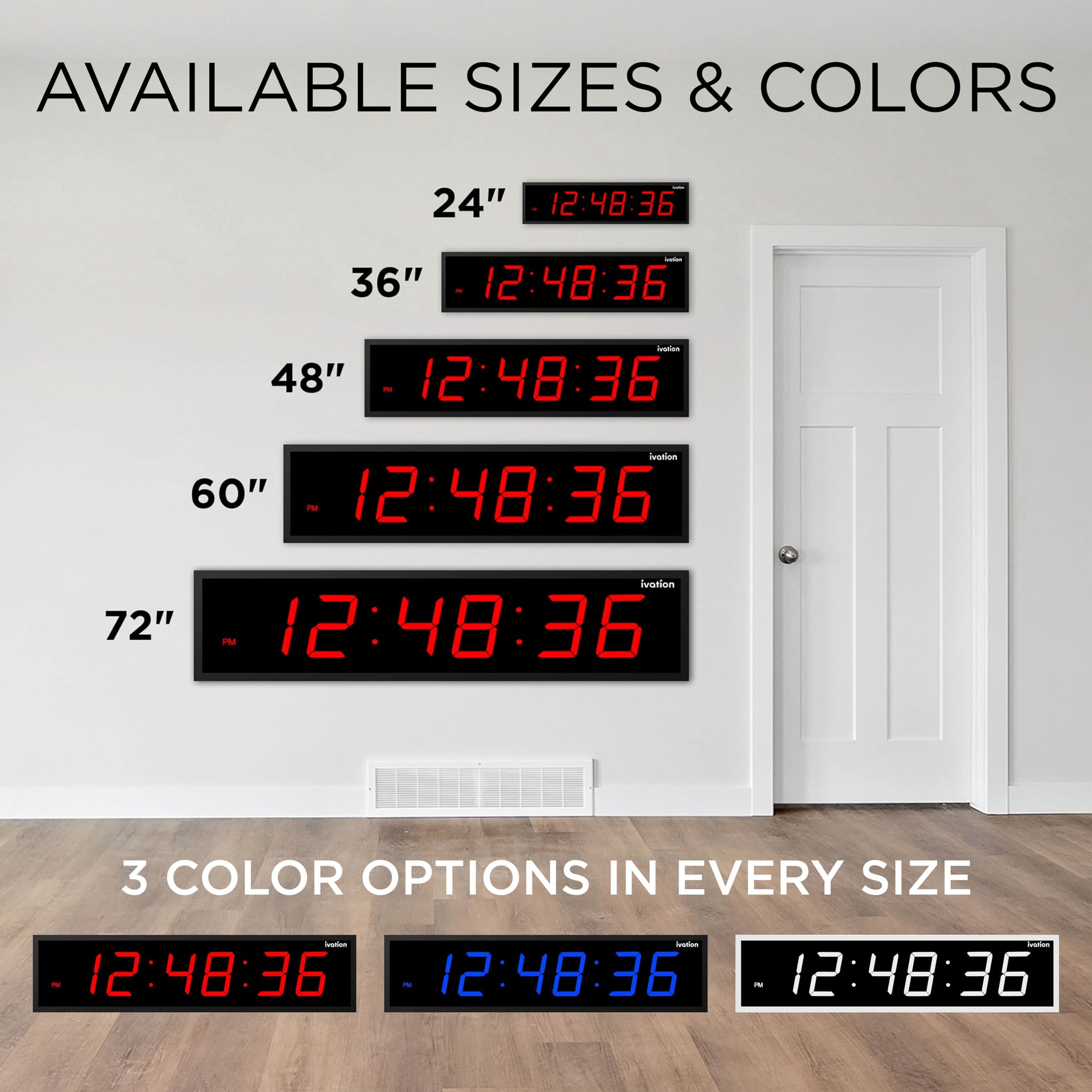 Oversized Digital Wall Clock with Large LED Display & Timer