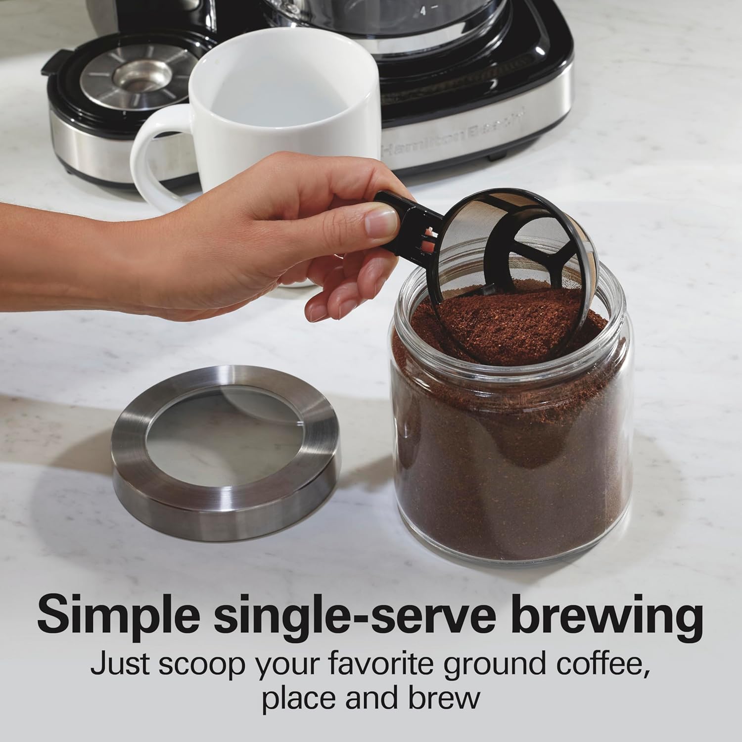 Hamilton Beach 2-Way 12 Cup Programmable Drip Coffee Maker & Single Serve Machine, Glass Carafe, Auto Pause and Pour, Black (49980R) - Blissbrew