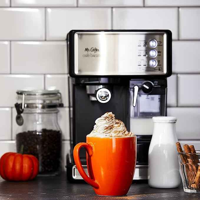Mr. Coffee Espresso and Cappuccino Machine Stainless Steel Programmable Coffee Maker with Automatic Milk Frother 15-Bar Pump Ideal for Home Baristas
