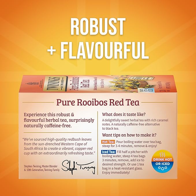 Twinings of London Pure Rooibos Herbal Red Tea Bags, 20 Count (Pack of 6)