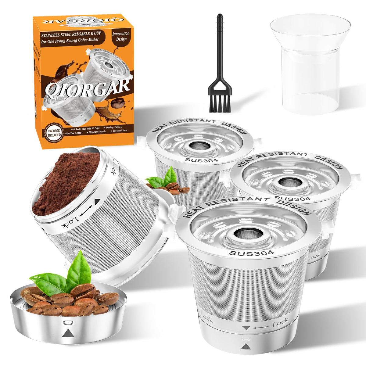 Reusable stainless steel coffee pod 4 pack