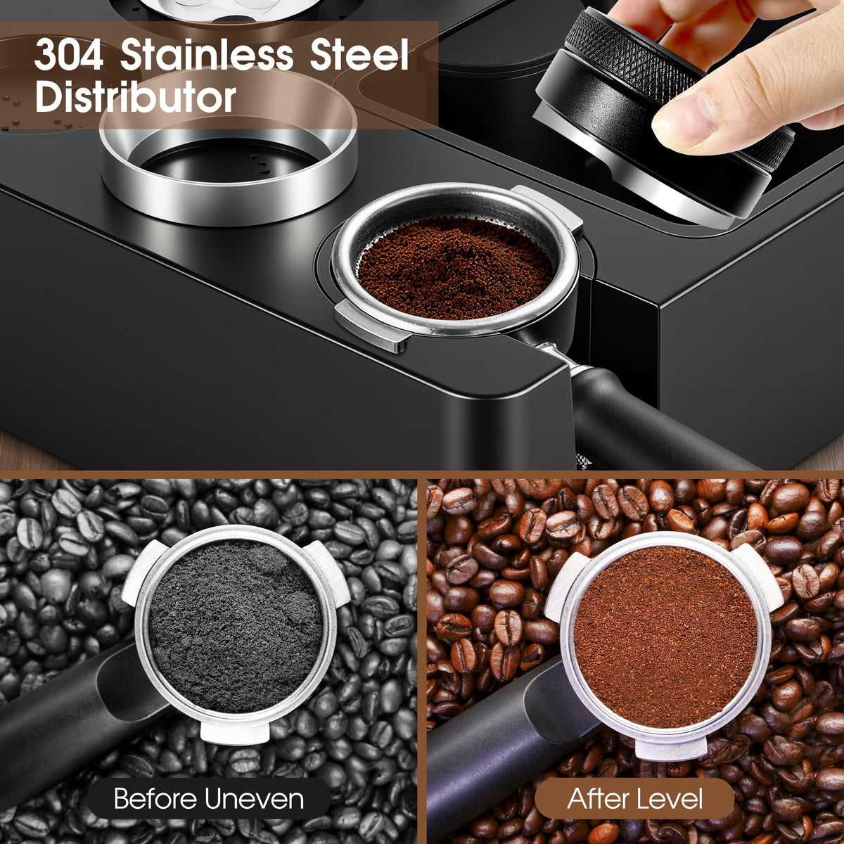 WDT tool with 0.35mm needles for espresso grounds