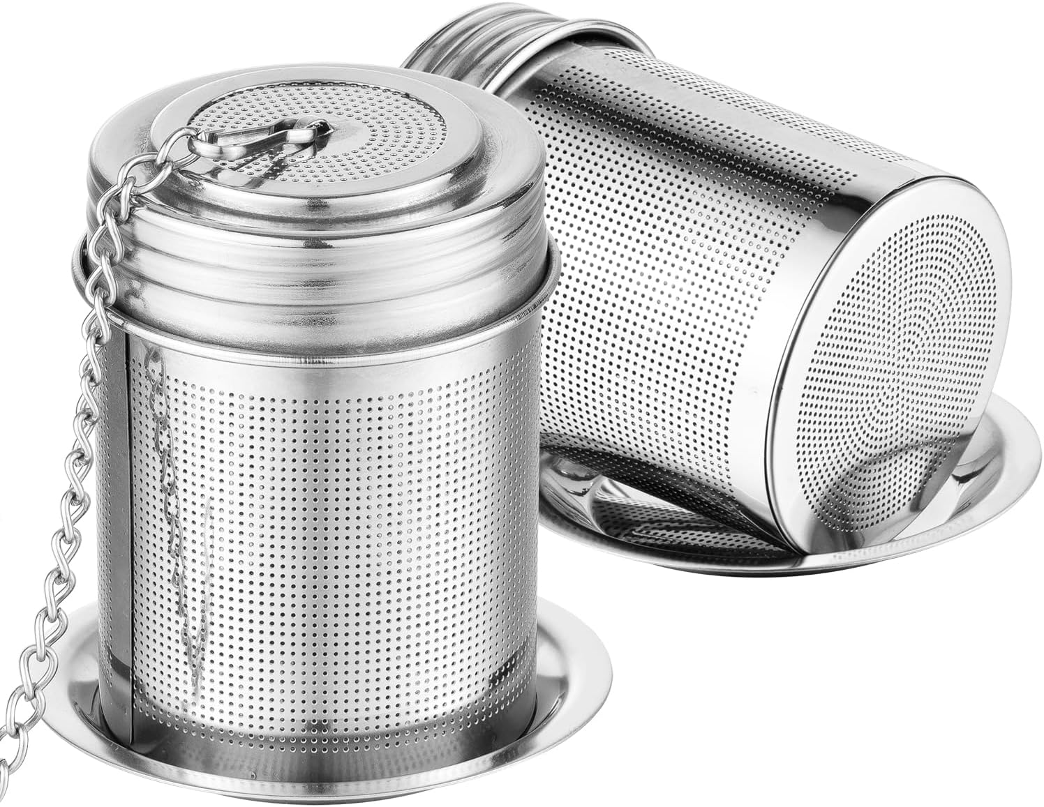 2Packs Tea Filter,Cooking Infuser with Extra Fine Mesh Tea Ball Strainers Threaded Connection 304 Stainless Steel with Extended Chain Hook to Brew Loose Leaf Tea,Spices & Seasonings